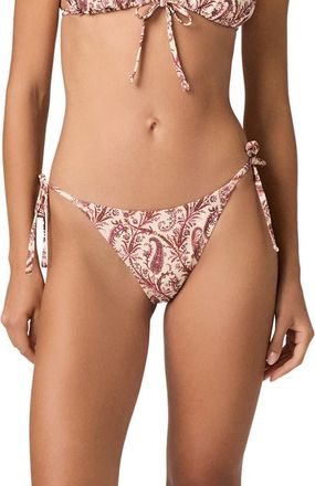 Paige Camille Side Tie Bikini Bottoms in Cream Multi at Nordstrom, Size X-Small