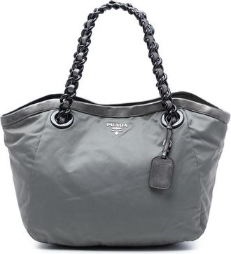 Prada Pre-owned Prada Metallic Leather Trimmed Tessuto Tote Ladies RFWRG57BQ1AE0R8H