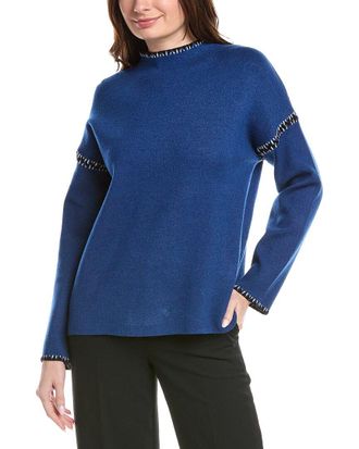 T Tahari Novelty Embroidery Stitch Pullover