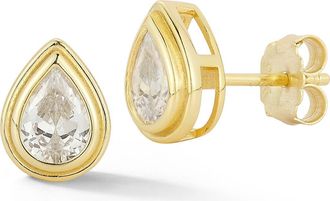 Glaze Jewelry Cubic Zirconia Bezel Set Pear Stud Earrings in Gold at Nordstrom Rack