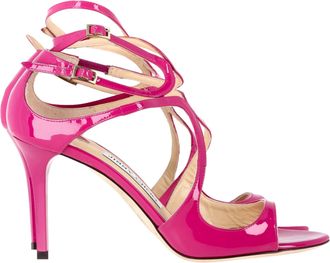 Jimmy Choo London Lance Strappy Sandals in Pink Patent Leather