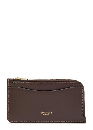 Coach New York Leather Card Holder - Brown - One Size