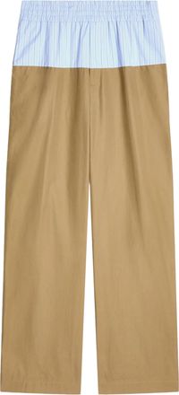 Dries Van Noten Two-Tone Wide-Leg Trousers with Contrasting Waistband