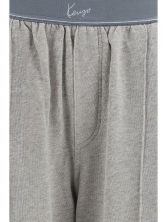 Kenzo Womens Trousers Signature Stretch Cotton Light Grey