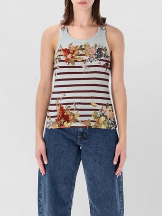Jean Paul Gaultier cotton ribbed striped printed tank top