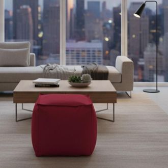 Talamo Italia Pouf Aron, Pouf Multifunzione, Poltroncina Relax In Tessuto Imbottito, 100% Made In Italy, 45x45h45 Cm, Rosso - Talamo Italia