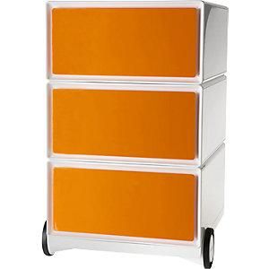 Paperflow Buck Rodante Easybox 3 Cajones Blanco / Naranja