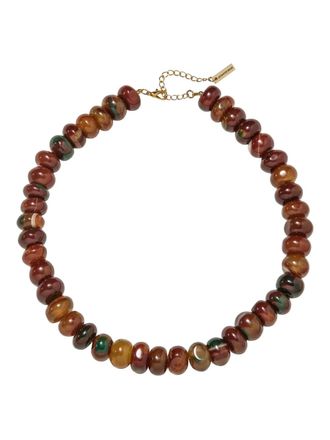 Jennifer Behr Cornelia beaded necklace - women - Carnelian/18K Rose Gold Plated Brass - One Size - Brown