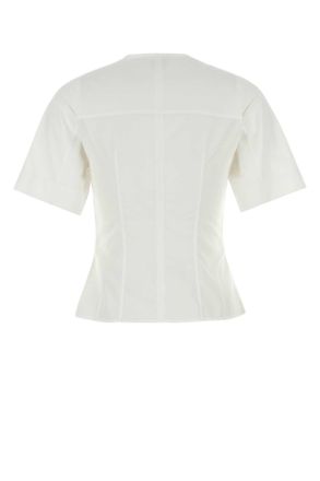 Alexander McQueen Womens White Poplin Shirt Opticalwhite Stitches Dt Top Camicie