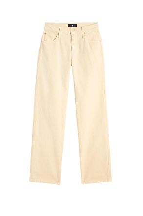 7 For All Mankind Calie Straight Corduroy Eggshell