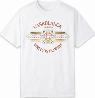 Casablanca Mens Mens White Casablanca Unity is Power T-Shirt - Size: 42