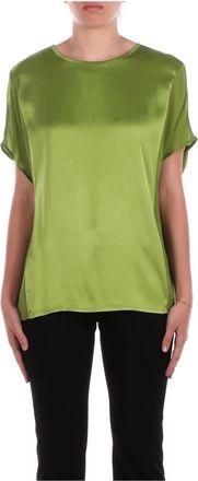Manila Grace Overhemden, Dames, Groen, L, Logo Achter Blouse Regular Fit Viscose