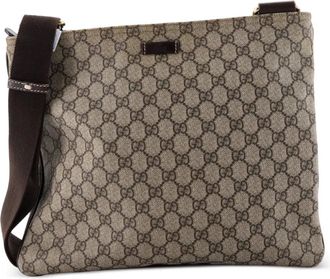 Gucci Zip Top Messenger Bag GG Coated Canvas Large crossbody bag - Marrone