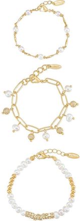 Ettika Pearl Party Set of 3 Chain Bracelets in Gold at Nordstrom