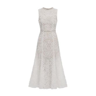 Self Portrait Abito Midi in Pizzo e Tulle - - Dresses - Donna - Bianco - 2XS