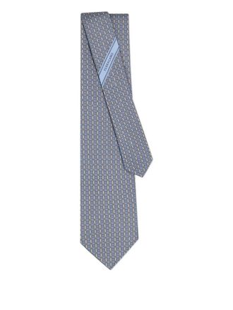Ferragamo buckle-print silk tie - Grey