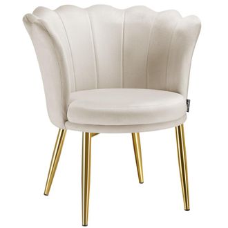 TecTake Sill&oacute;n en forma de flor, terciopelo, 67 x 64 x 76 cm, crema/oro