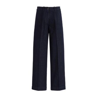 Nine In The Morning Fiamma Wide Broeken - Dames - Broeken - Blauw - Maat: W27 Katoen
