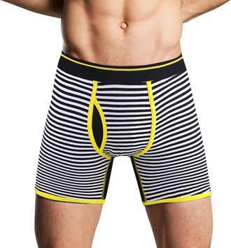 Generic Mens Boxer Briefs Striped Open Fly Pouch Breathable Comfortable Stretch No Ride Up Boxers Shorts Trunks Comfortable Underwear