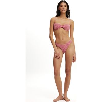 Cotton On Womens Dip Front High Side Brazilian Bikini Bottom in Red Mini Gingham at Nordstrom, Size X-Small