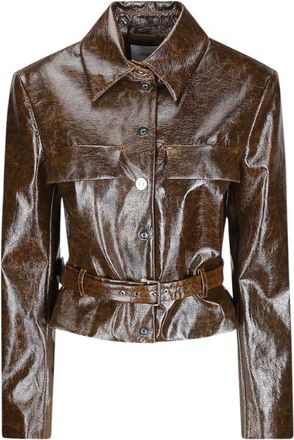 Sportmax Jassen, Dames, Bruin, M, Leather Jassen