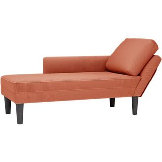 vidaXL Chaise Longue Con Coj&iacute;n De Tela De Pana Rojo Y Naranja Vidaxl