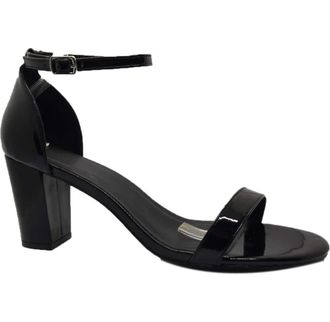 Generic Womens Ladies Girls Block high Heel Ankle Strap peep Toe Strappy Sandals Shoes Pumps Party UK Big Sizes (UK12/EU46, Black Patent)