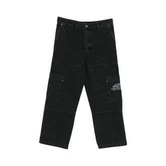 Off-white Straight Jeans, male, Black, Size: M Cargo-pocket Embroidered Trousers
