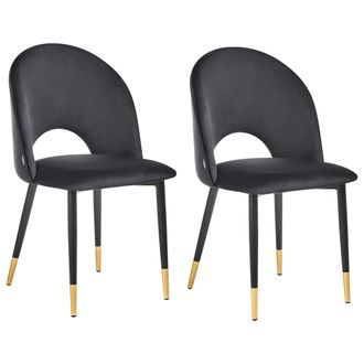 Beliani Beliani - Conjunto De 2 Sillas De Comedor De Terciopelo Negro Dorado Patas Magalia