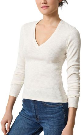 Lilla P Slim Fit Rib Slub Long Sleeve V-Neck Shirt