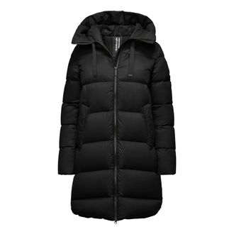 Bomboogie Jassen, Dames, Zwart, S, Nylon, A-lijn Nylon Donsjas met Capuchon