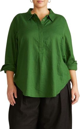 Universal Standard Elbe Stretch Shirt in Green Park at Nordstrom, Size Xs