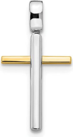 Diamond2Deal 14k Two-tone Gold Polished Cross Pendant