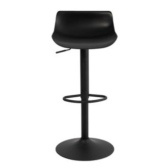 Koketto Home Taburete negro con asiento de polipropileno y patas de metal