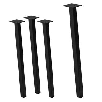 ML Design Set 4x patas de mesa 72 cm inclinadas de acero 4x4 cm negro brillante