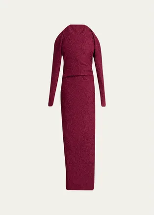 Proenza Schouler Lina Crushed Silk Habotai Long-Sleeve Halter Gown