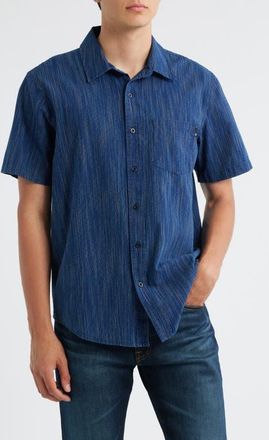 AG - Adriano Goldschmied Wesley Stripe Relaxed Fit Short Sleeve Button-Up Shirt in Palmilla at Nordstrom, Size Xx-Large