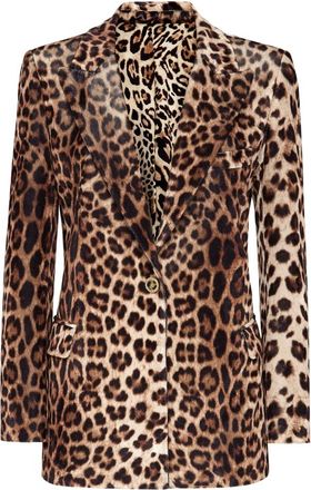 Philipp Plein Jassen, Dames, Bruin, M, Polyester, Tailleur Jacket Leopard
