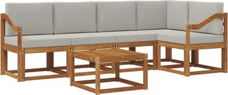 vidaXL Conjunto De Sof&aacute;s De Exterior 6 Uds. Gris Natural Y Claro Vidaxl
