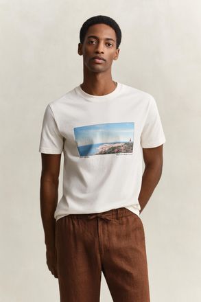 GANT Men Scenery Graphic T-Shirt (XXXL) CREAM