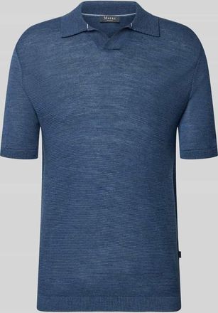 Maerz MAERZ Muenchen Slim Fit Poloshirt aus Schurwolle mit Strukturmuster in Jeansblau, Gr&ouml;&szlig;e 48