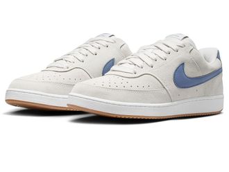 Nike Court Vision Low Flyease V2 Mens Shoes Vast Grey/Diffused Blue/White : 12.5 D - Medium, Faux Leather