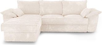 Sia Home Sof&aacute; cama izquierdo pana XXL crema 257 cm