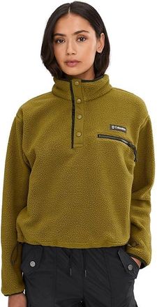 Columbia Helvetiatm II Cropped 1/2 Snap Fleece Womens Coat Mossy Green/Mossy Green/Greenscape : 2XL, Polyester