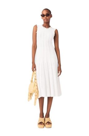 Maje Knit dress with gold jewellery in White at Nordstrom, Size 40 Eu