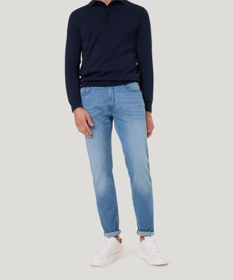 Pierre Cardin Regular-fit-Jeans PIERRE CARDIN PC-Lyon, Herren, Gr. 30, L&auml;nge 34, blau (light blau used mustache), Web, Obermaterial: 89% Baumwolle, 8% Polyester, 3%
