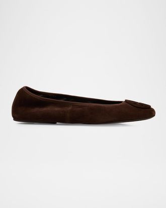Tory Burch Reva Travel Suede Ballet Flats