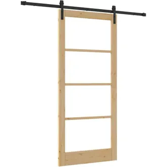 vidaXL Vidaxl - Puerta Deslizante Marr&oacute;n 93 X 211 Cm Madera Maciza De Pino