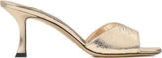 Jimmy Choo London Leren sandalen met vierkante neus en metallic-effect - Geel