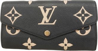 Louis Vuitton Beige Black Long Wallet (Bi-Fold) (Pre-Owned)